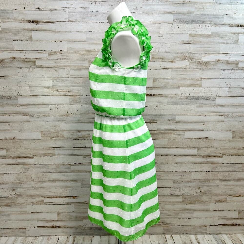 Lilly Pulitzer Danna Awning Green Striped Dress Size XS Ruffle Sleeves - Picture 5 of 14
